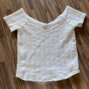 White crochet WE THE FREE cap sleeve top